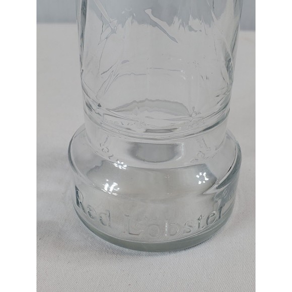 Vintage Red Lobster Sailboat Drinking Glass 7.5" Tall Clear Embossed - Picture 2 of 10